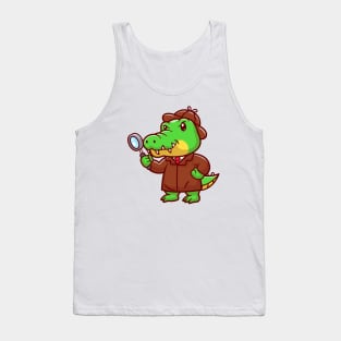 Cute Crocodile Detective With Magnifying Glass Cartoon Tank Top